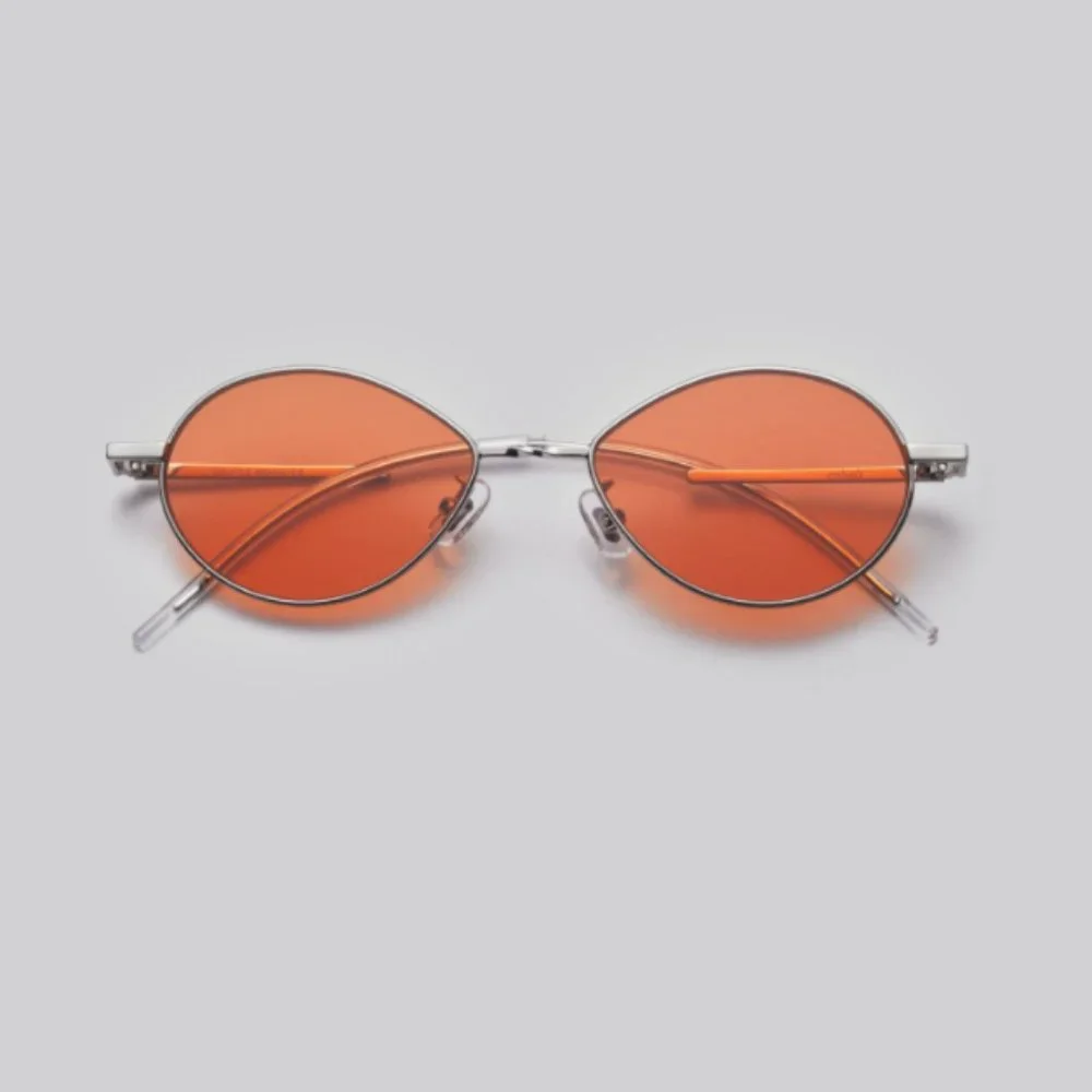 GENTLE MONSTER Oval Silver Frame Sunglasses with Orange Lenses